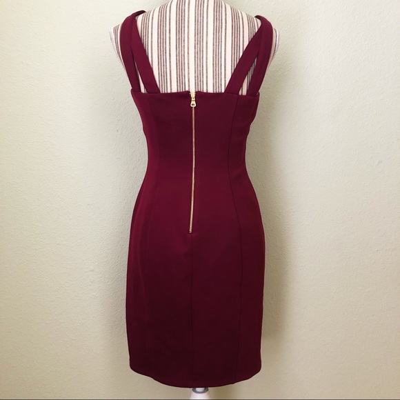 Guess Strappy Sweetheart Mini Dress Berry 6 - Picture 2 of 7